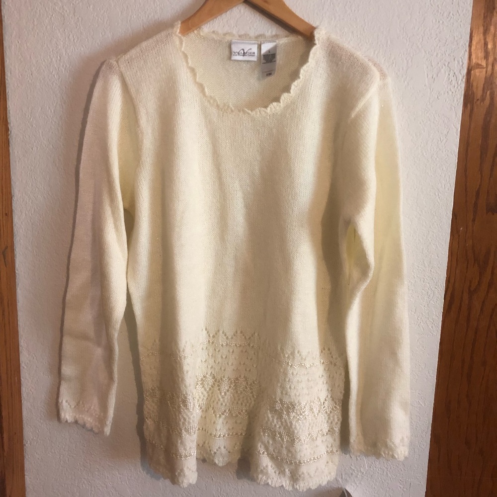 NWT vintage cream long sleeve lacy sweater